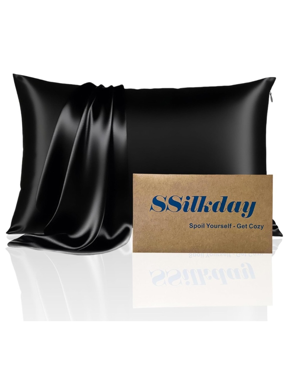 Black Silk Pillowcase - Luxury Soft Satin Pillow Cover
